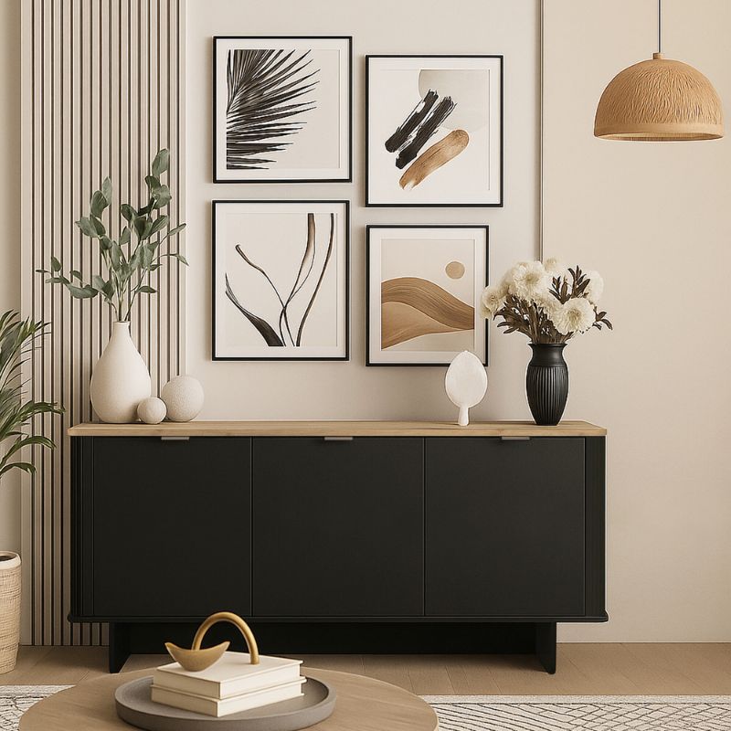 Μπουφές Bohema Χρώμα Μαύρο - Sepet Oak 180x47x76,6