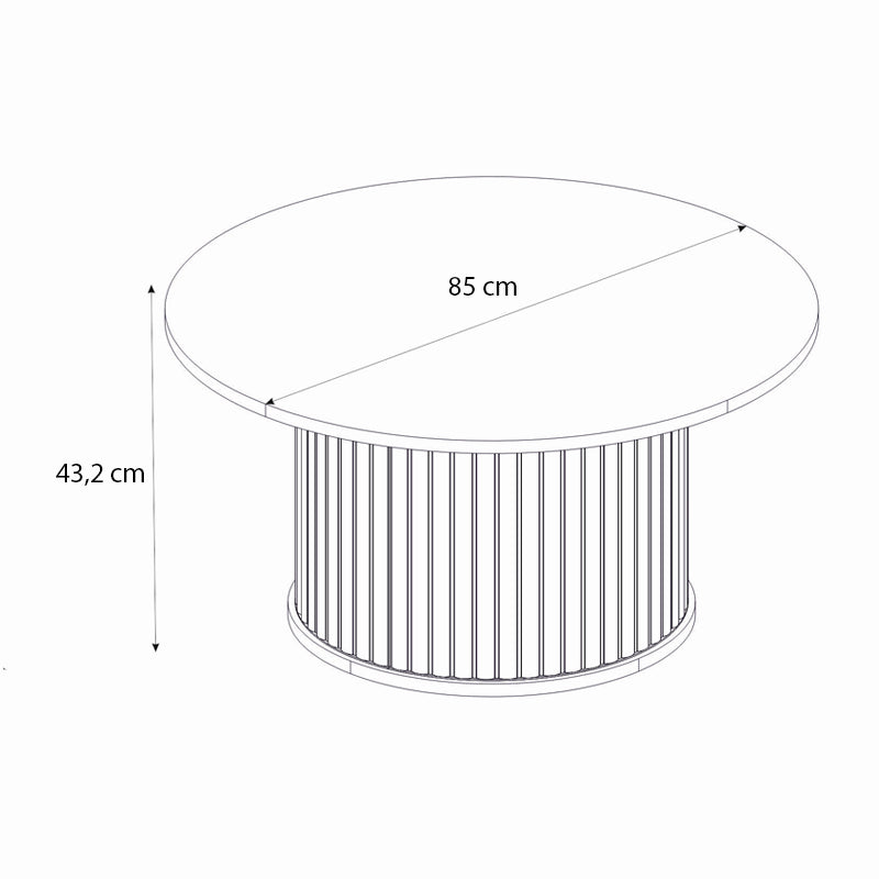 Τραπεζάκι Σαλονιού Bohema Χρώμα Ivory - Sepet Oak Ø85x43,2