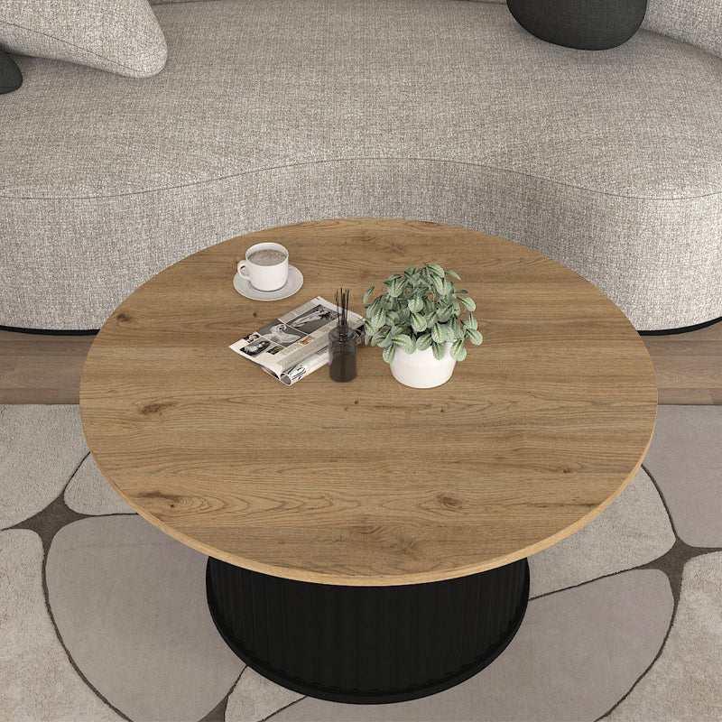 Τραπεζάκι Σαλονιού Bohema Χρώμα Μαύρο - Sepet Oak Ø85x43,2