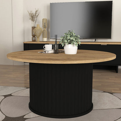 Τραπεζάκι Σαλονιού Bohema Χρώμα Μαύρο - Sepet Oak Ø85x43,2