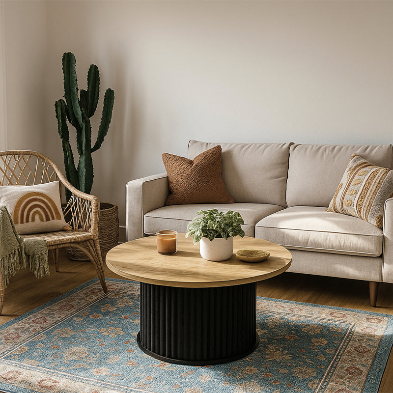 Τραπεζάκι Σαλονιού Bohema Χρώμα Μαύρο - Sepet Oak Ø85x43,2