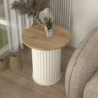 Τραπεζάκι Βοηθητικό Bohema Χρώμα Ivory - Sepet Oak Ø50x53,2