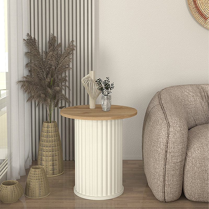 Τραπεζάκι Βοηθητικό Bohema Χρώμα Ivory - Sepet Oak Ø50x53,2