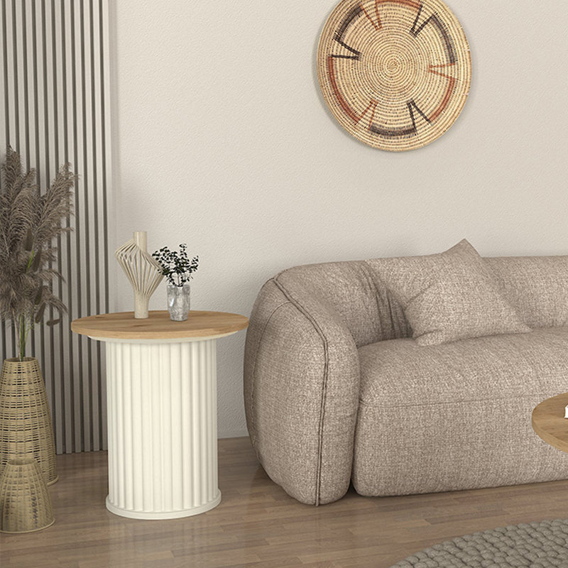 Τραπεζάκι Βοηθητικό Bohema Χρώμα Ivory - Sepet Oak Ø50x53,2