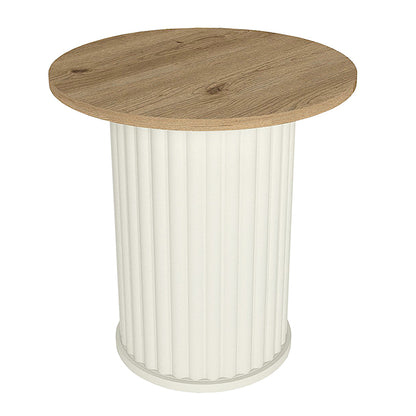 Τραπεζάκι Βοηθητικό Bohema Χρώμα Ivory - Sepet Oak Ø50x53,2