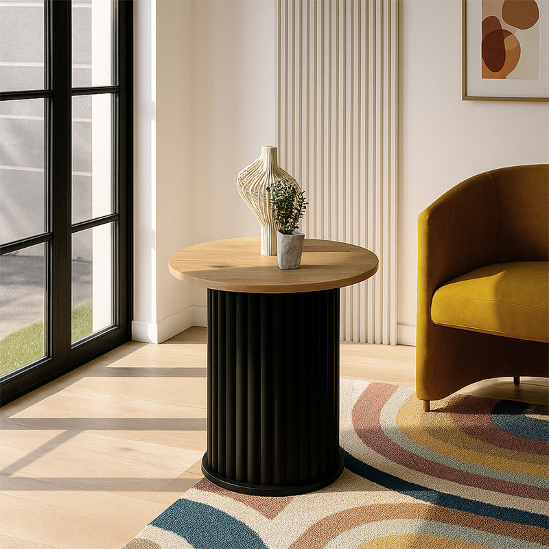 Τραπεζάκι Βοηθητικό Bohema Χρώμα Μαύρο - Sepet Oak Ø50x53,2