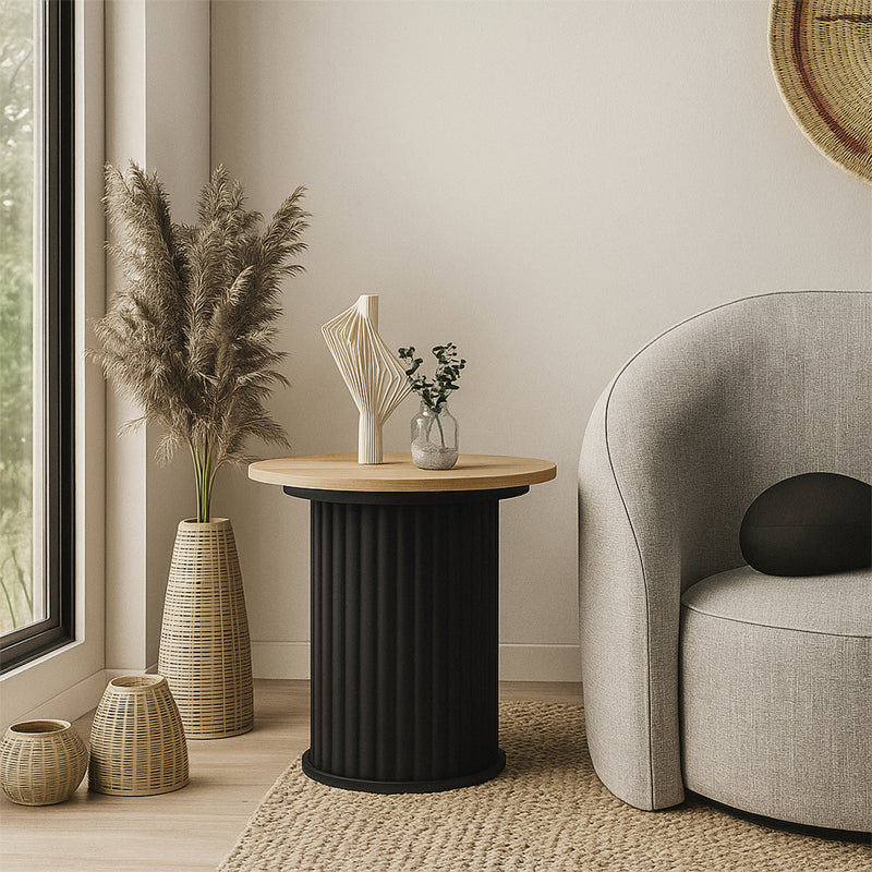 Τραπεζάκι Βοηθητικό Bohema Χρώμα Μαύρο - Sepet Oak Ø50x53,2