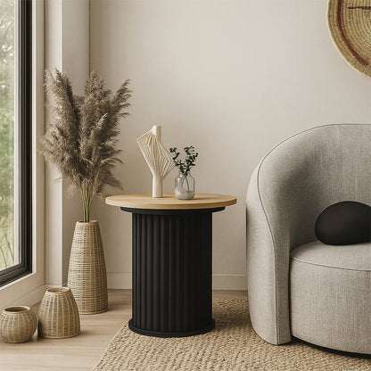 Τραπεζάκι Βοηθητικό Bohema Χρώμα Μαύρο - Sepet Oak Ø50x53,2