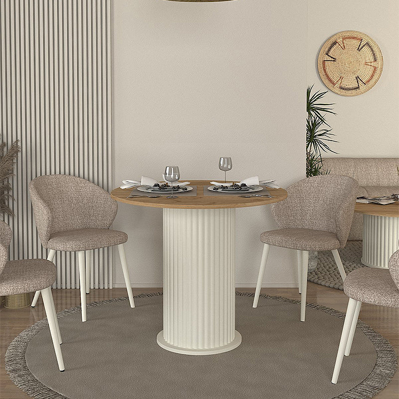 Τραπέζι Bohema Χρώμα Ivory - Sepet Oak Ø90x77,7