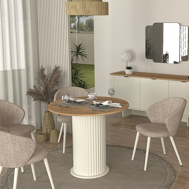 Τραπέζι Bohema Χρώμα Ivory - Sepet Oak Ø90x77,7