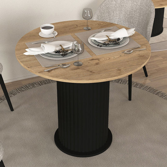 Τραπέζι Bohema Χρώμα Μαύρο - Sepet Oak Ø90x77,7