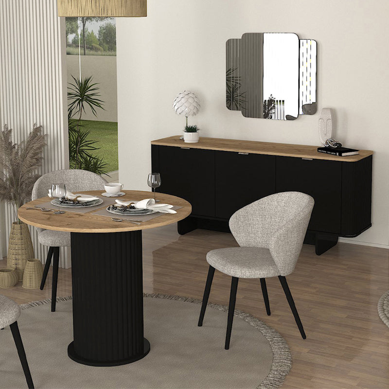 Τραπέζι Bohema Χρώμα Μαύρο - Sepet Oak Ø90x77,7