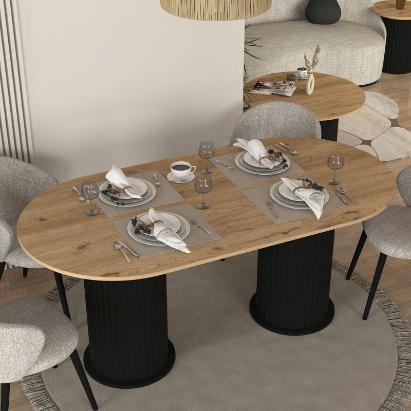 Τραπέζι Bohema Χρώμα Μαύρο - Sepet Oak 180x90x77,7