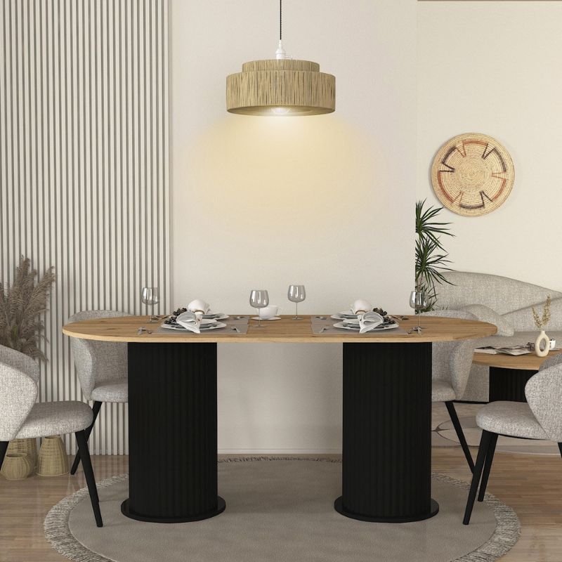 Τραπέζι Bohema Χρώμα Μαύρο - Sepet Oak 180x90x77,7