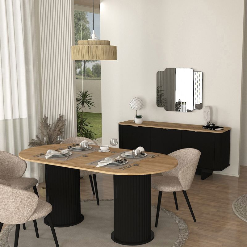 Τραπέζι Bohema Χρώμα Μαύρο - Sepet Oak 180x90x77,7
