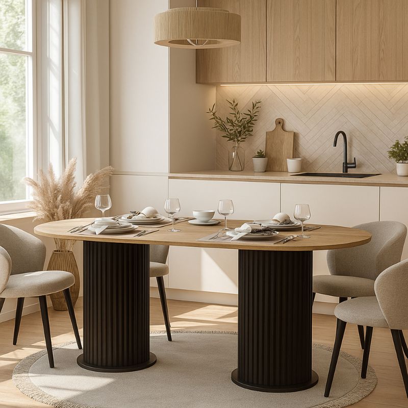 Τραπέζι Bohema Χρώμα Μαύρο - Sepet Oak 180x90x77,7