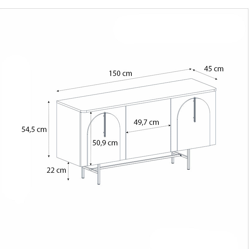 Μπουφές Rebel Χρώμα Rota Oak - Sandstone 150x45x76,5