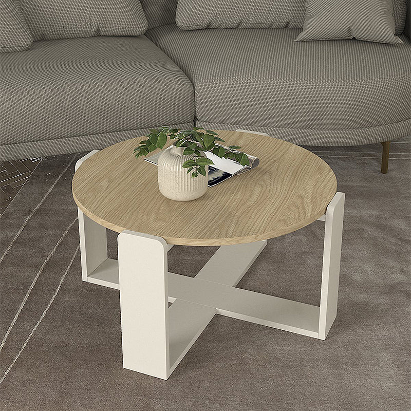 Τραπεζάκι Σαλονιού Rebel Χρώμα Rota Oak - Sandstone Ø70x38