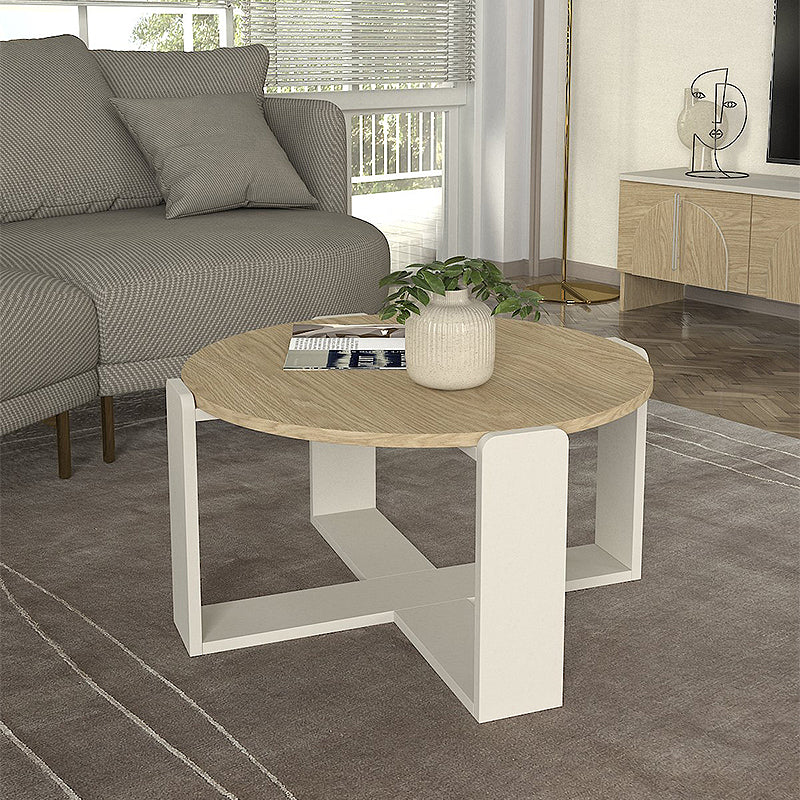 Τραπεζάκι Σαλονιού Rebel Χρώμα Rota Oak - Sandstone Ø70x38