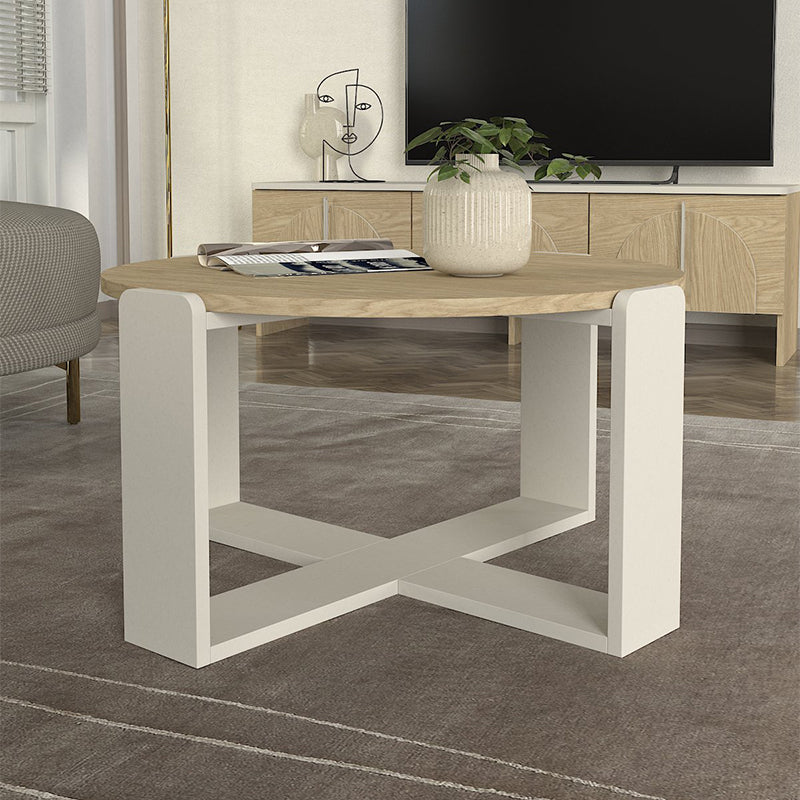 Τραπεζάκι Σαλονιού Rebel Χρώμα Rota Oak - Sandstone Ø70x38