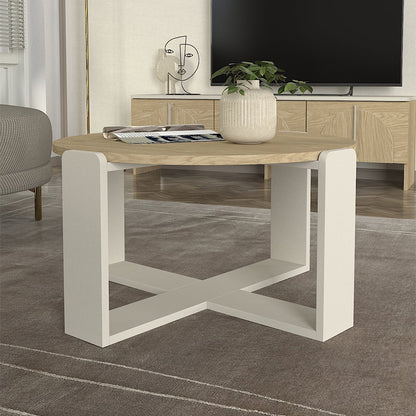 Τραπεζάκι Σαλονιού Rebel Χρώμα Rota Oak - Sandstone Ø70x38