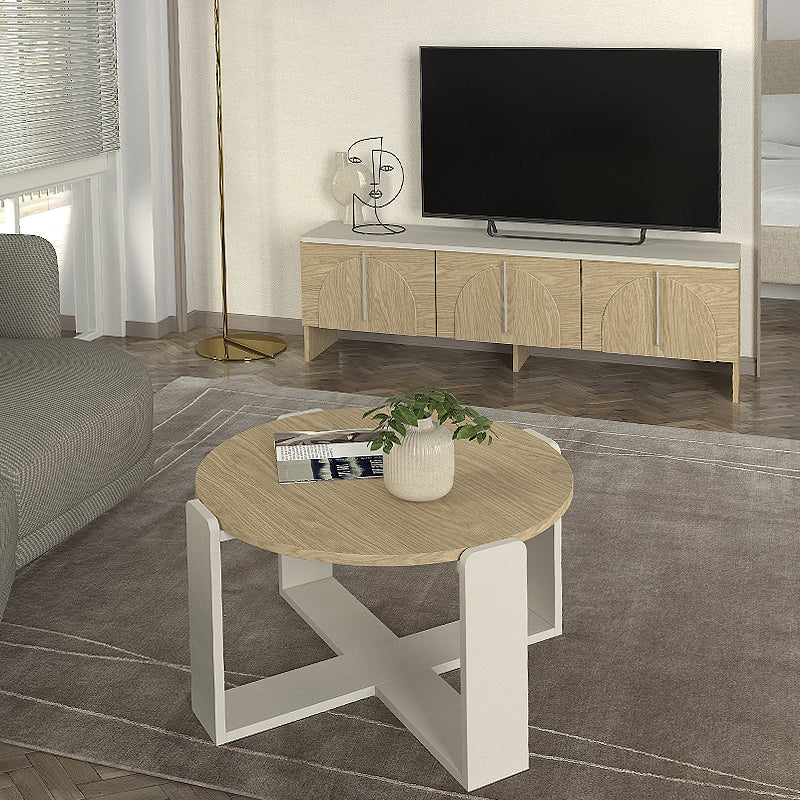 Τραπεζάκι Σαλονιού Rebel Χρώμα Rota Oak - Sandstone Ø70x38