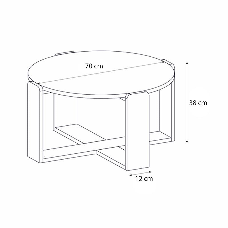 Τραπεζάκι Σαλονιού Rebel Χρώμα Rota Oak - Sandstone Ø70x38