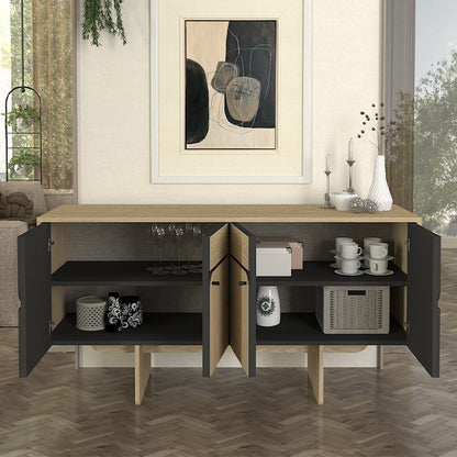 Μπουφές Lava Χρώμα Rota Oak - Ανθρακί 150x44,6x76