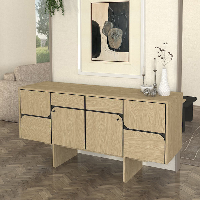 Μπουφές Lava Χρώμα Rota Oak - Ανθρακί 150x44,6x76