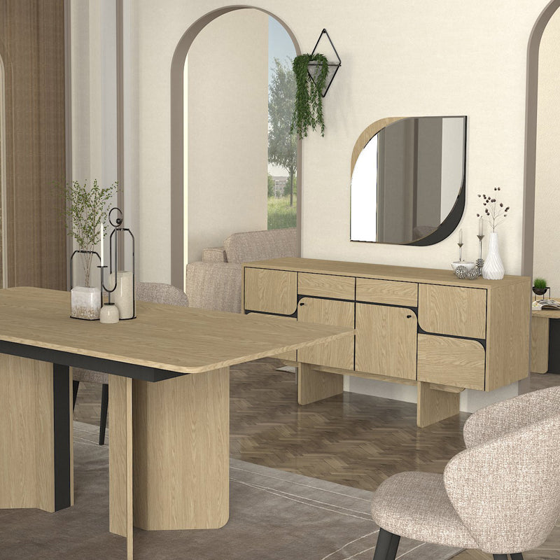 Μπουφές Lava Χρώμα Rota Oak - Ανθρακί 150x44,6x76