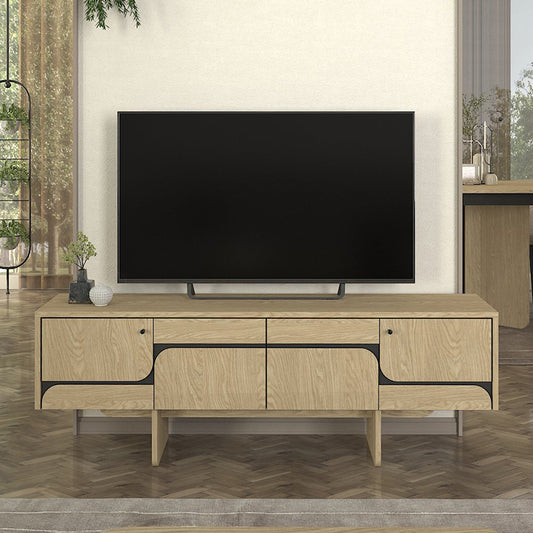Έπιπλο Τηλεόρασης Lava Χρώμα Rota Oak - Ανθρακί 150x35x51,3