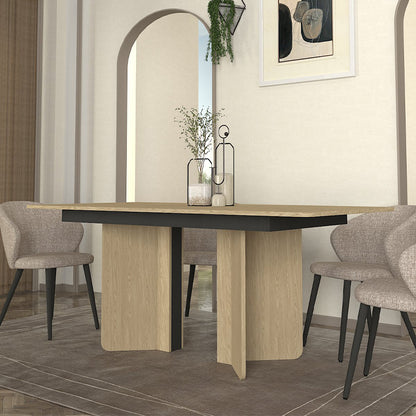 Τραπέζι Lava Χρώμα Rota Oak - Ανθρακί 180x90x76,8