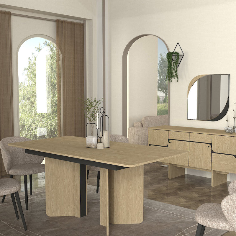 Τραπέζι Lava Χρώμα Rota Oak - Ανθρακί 180x90x76,8