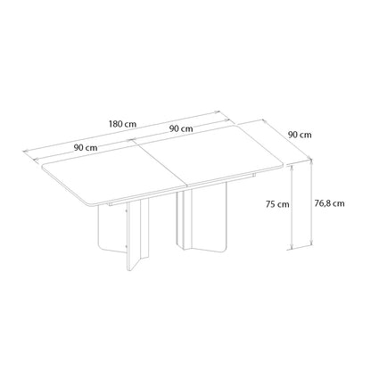 Τραπέζι Lava Χρώμα Rota Oak - Ανθρακί 180x90x76,8