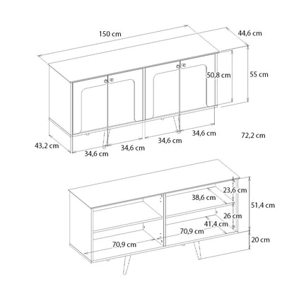 Μπουφές Sevilla Χρώμα Sandstone - Travertine 150x44,6x72,2