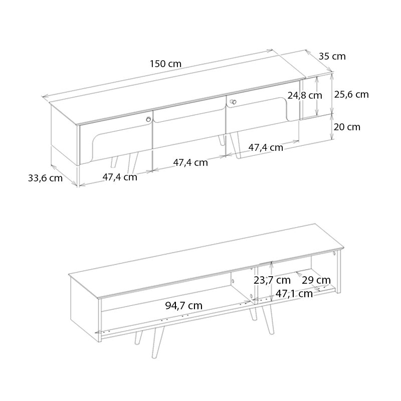 Έπιπλο Τηλεόρασης Sevilla Χρώμα Sandstone - Travertine 150x35x45,6