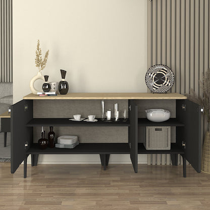 Μπουφές Pedro Χρώμα Ανθρακί - Rota Oak 150x45x75