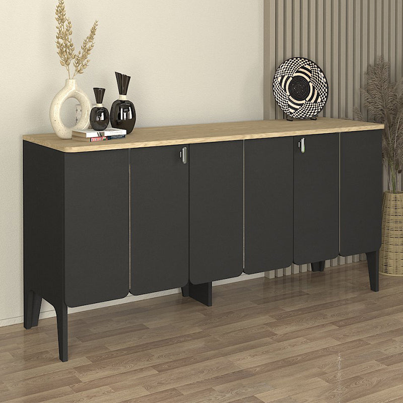 Μπουφές Pedro Χρώμα Ανθρακί - Rota Oak 150x45x75