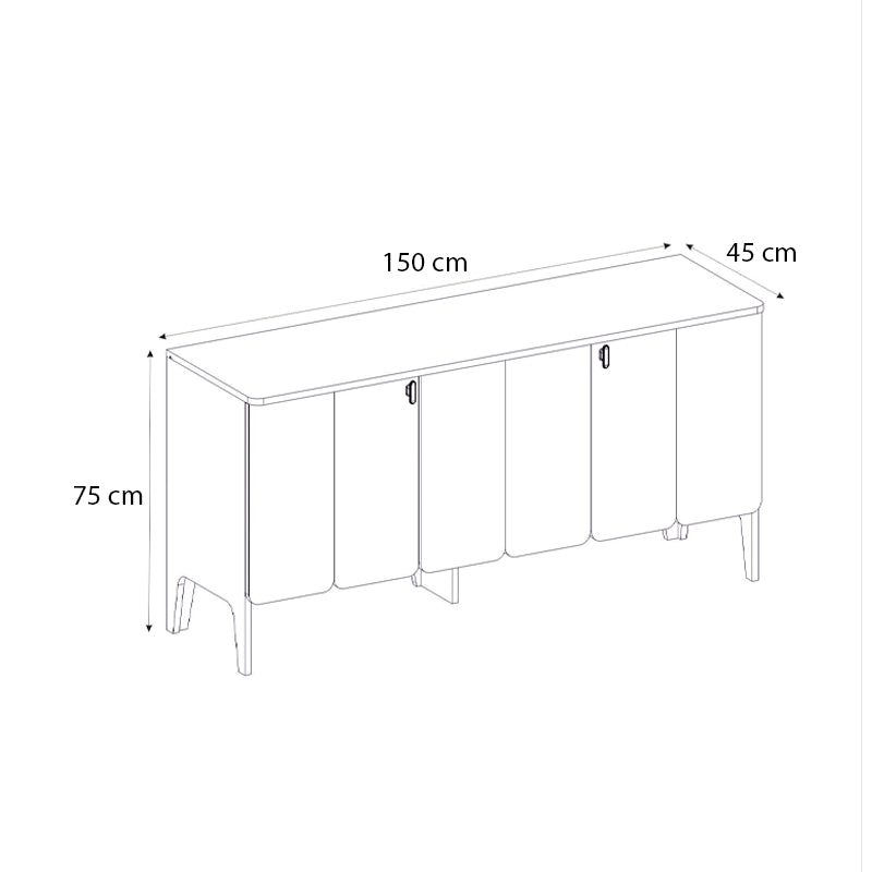 Μπουφές Pedro Χρώμα Ανθρακί - Rota Oak 150x45x75