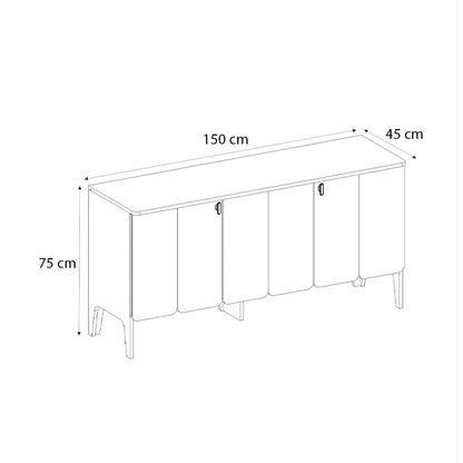 Μπουφές Pedro Χρώμα Ανθρακί - Rota Oak 150x45x75