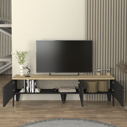 Έπιπλο Τηλεόρασης Pedro Χρώμα Ανθρακί - Rota Oak 180x35x50,7