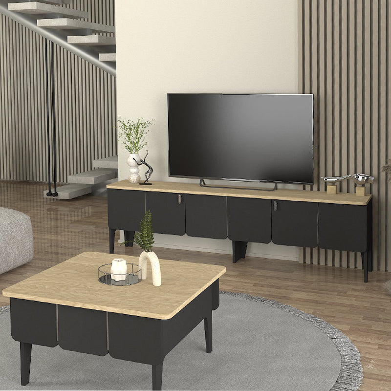 Έπιπλο Τηλεόρασης Pedro Χρώμα Ανθρακί - Rota Oak 180x35x50,7