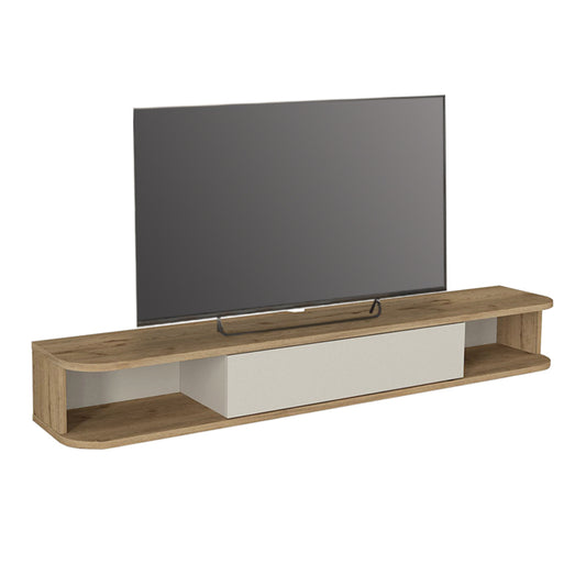 Έπιπλο Τηλεόρασης Επιτοίχιο Cross με LED Χρώμα Sepet Oak - Sandstone 150x29,6x19,2