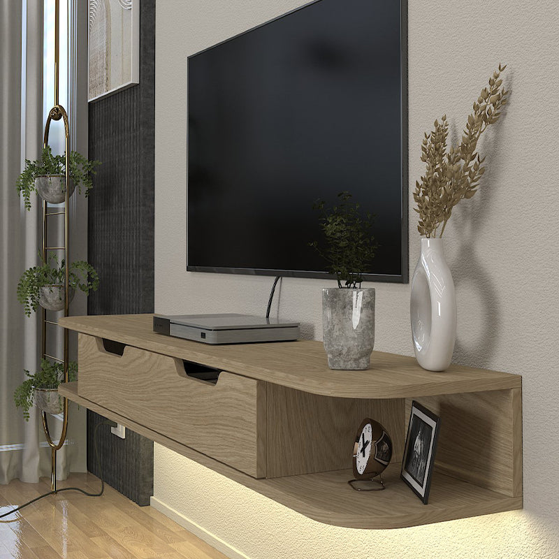 Έπιπλο Τηλεόρασης Επιτοίχιο Noland με LED Χρώμα Rota Oak 150x35x19,2