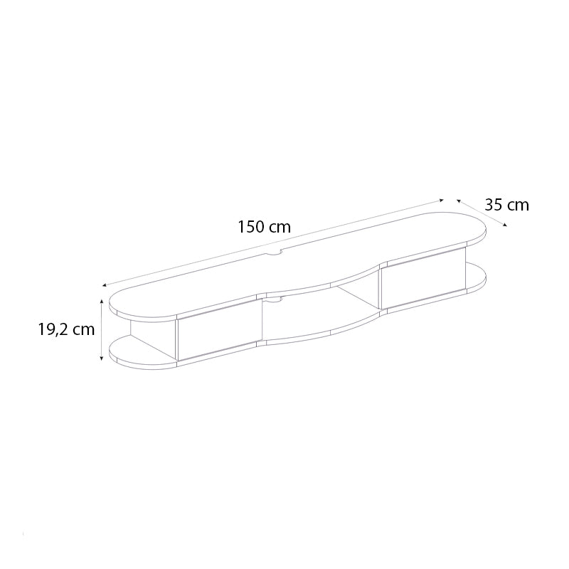 Έπιπλο Τηλεόρασης Επιτοίχιο Noland με LED Χρώμα Rota Oak 150x35x19,2