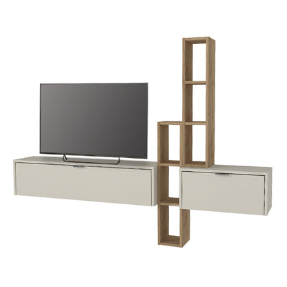 Σύνθεση Τηλεόρασης Επιτοίχια Edgar Χρώμα Sandstone - Sepet Oak 198,4x29,6x148,5