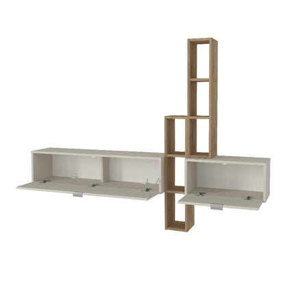 Σύνθεση Τηλεόρασης Επιτοίχια Edgar Χρώμα Sandstone - Sepet Oak 198,4x29,6x148,5