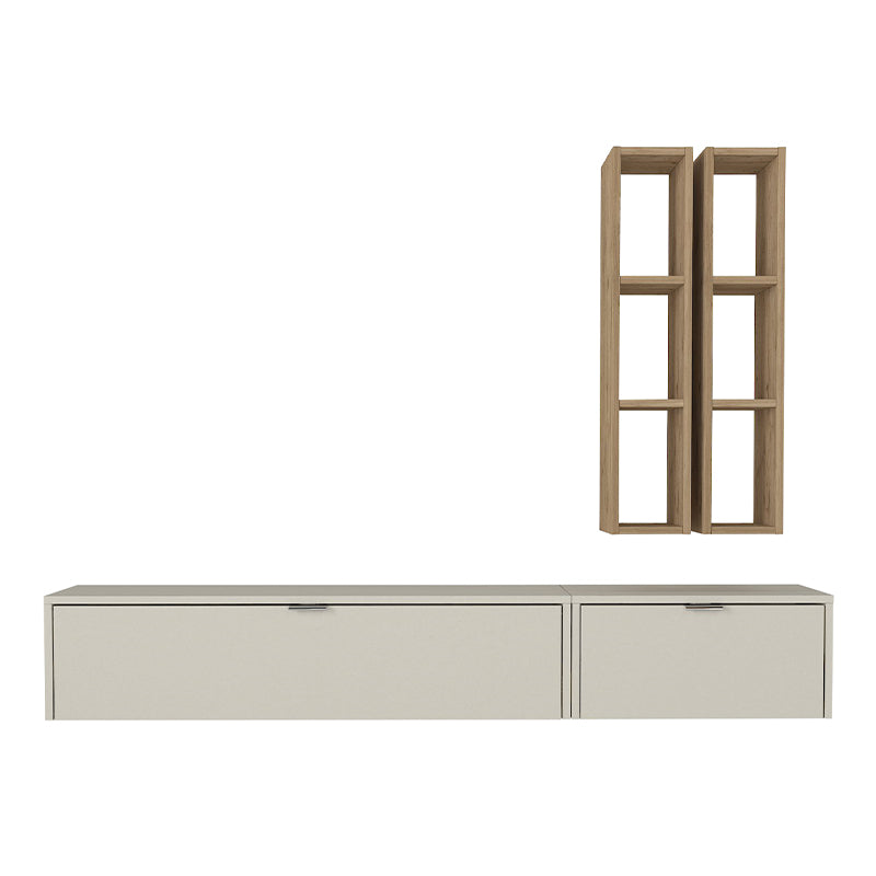 Σύνθεση Τηλεόρασης Επιτοίχια Edgar Χρώμα Sandstone - Sepet Oak 198,4x29,6x148,5