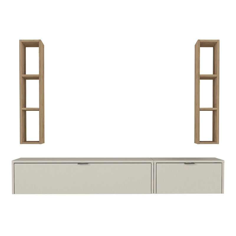 Σύνθεση Τηλεόρασης Επιτοίχια Edgar Χρώμα Sandstone - Sepet Oak 198,4x29,6x148,5