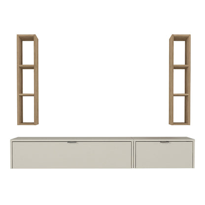 Σύνθεση Τηλεόρασης Επιτοίχια Edgar Χρώμα Sandstone - Sepet Oak 198,4x29,6x148,5